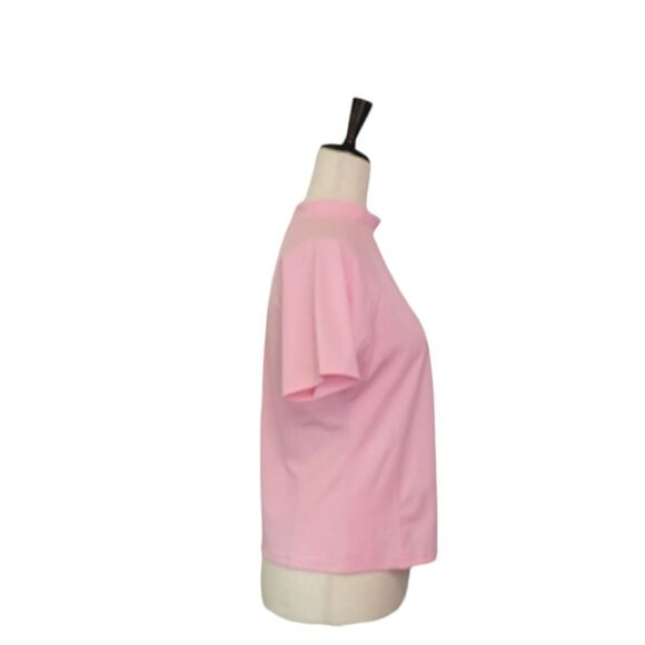 Lands' End Girls Pink Elbow Sleeve High Neckline Rash Gaurd Swim Top Size L - Picture 2 of 5